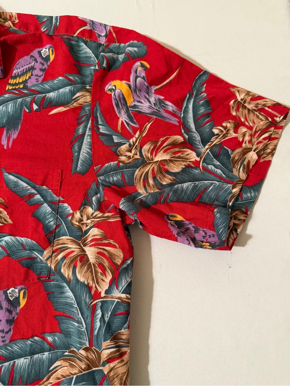 Paradise Found VTG Jungle Bird Hawaiian Shirt Floral Magnum PI Aloha Red Size M - Picture 6 of 9